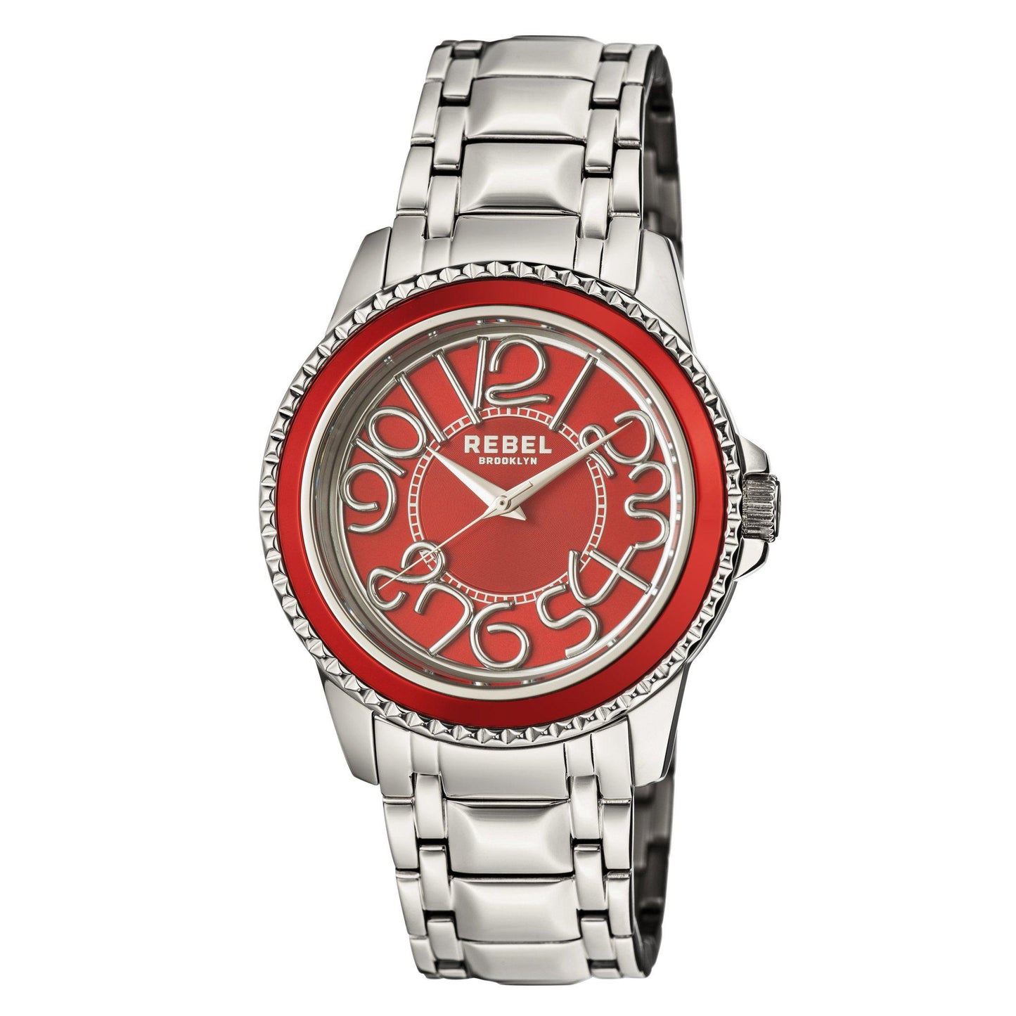 Williamsburg (Steel) Red Dial Men's Watch-Rebel Brooklyn Watches - RB107-4054 - 